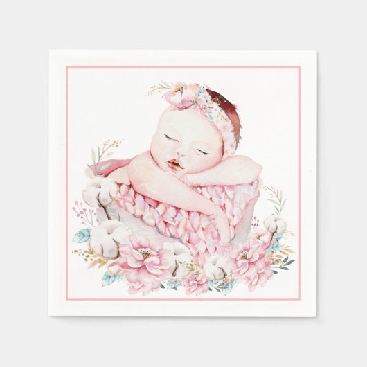 Baby Girl Baby shower Paper Napkins Servet (Voorkant)