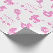 Baby Girl Baby shower Roze pictogrammen Cadeaupapier (Hoek)