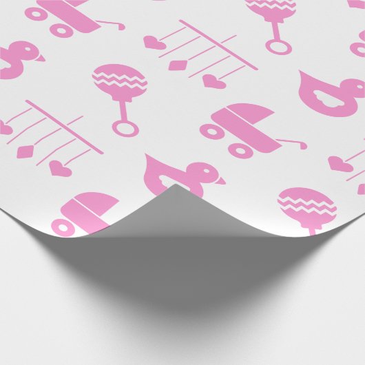Baby Girl Baby shower Roze pictogrammen Cadeaupapier (Hoek)