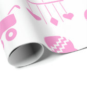 Baby Girl Baby shower Roze pictogrammen Cadeaupapier (Rol Hoek)