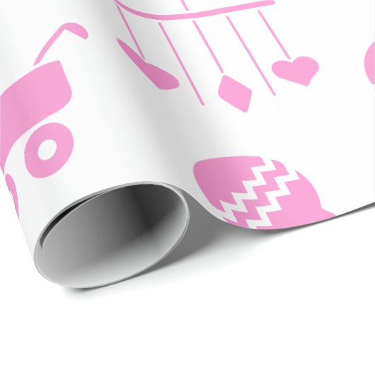 Baby Girl Baby shower Roze pictogrammen Cadeaupapier (Rol Hoek)