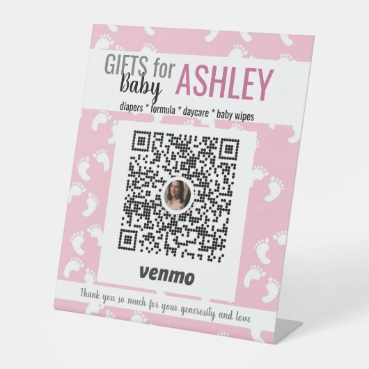 Baby GIrl Baby showers Pedestal Sign Reclamebord Met Voetstuk (Voorkant)