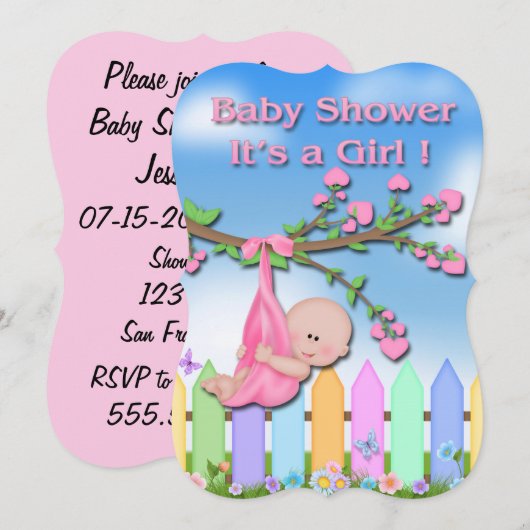 Baby Girl - Babyschoenen met een achtertuin Kaart (Voorkant / Achterkant)