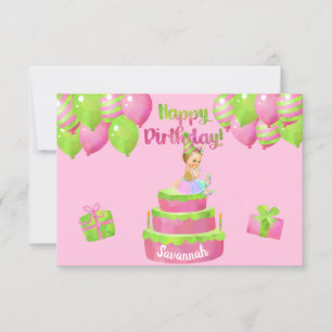 Baby Girl Ballerina Birthday Paper-uitnodiging Kaart