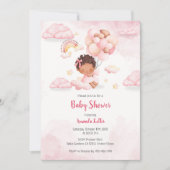 Baby Girl Balloon Cloud Baby shower Uitnodiging (Voorkant)