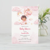 Baby Girl Balloon Cloud Baby shower Uitnodiging (Staand voorkant)