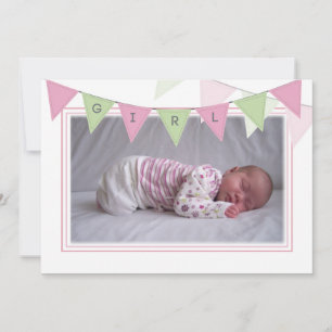 Baby Girl Banner Flags Birth Foto kondiging Kaart