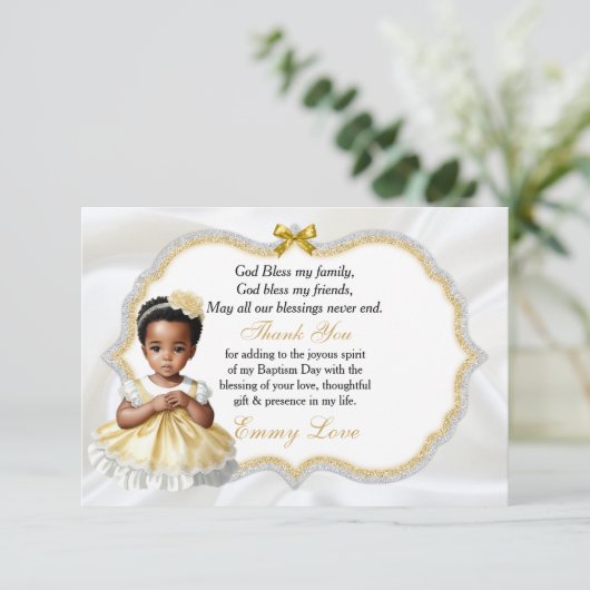 Baby Girl Baptism Christening Communie Dank je Bedankkaart (Staand voorkant)