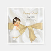 Baby Girl Baptism Christening Gold Bow Servetten (Voorkant)