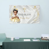 Baby Girl Baptism Christening Gold Cross Banner (Beurs)