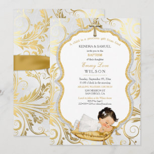 Baby Girl Baptism Christening Gold Cross Kaart