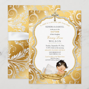 Baby Girl Baptism Christening Gold Cross Kaart
