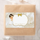Baby Girl Baptism Christening Gold White Etiket (Insitu)