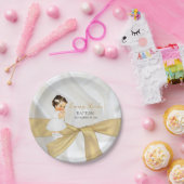 Baby Girl Baptism Christening Gold White Papieren Bordje (Feest)