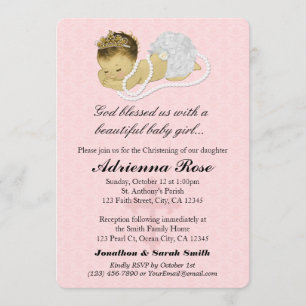 Baby Girl Baptism Christening Invitations PINK 179 Kaart
