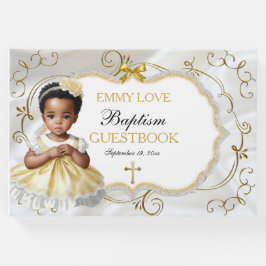 Baby Girl Baptism Christening White en Gold Cross Gastenboek