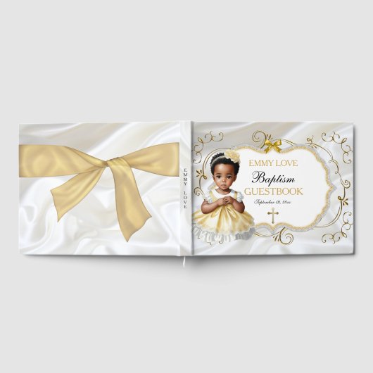 Baby Girl Baptism Christening White en Gold Cross Gastenboek (Volledig)