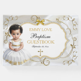 Baby Girl Baptism Christening White en Gold Cross Gastenboek
