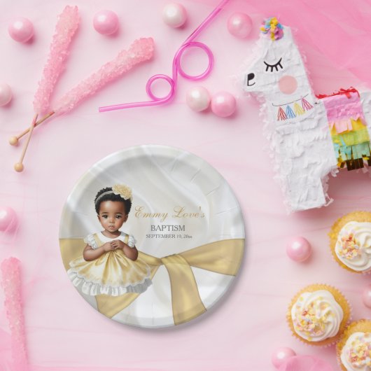 Baby Girl Baptism Christening White en Gold Papieren Bordje (Feest)