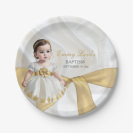 Baby Girl Baptism Christening White en Gold Papieren Bordje