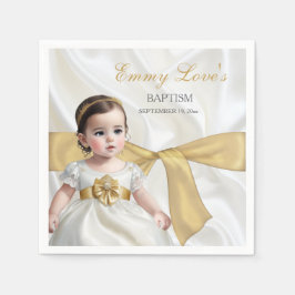 Baby Girl Baptism Christening White en Gold Servet