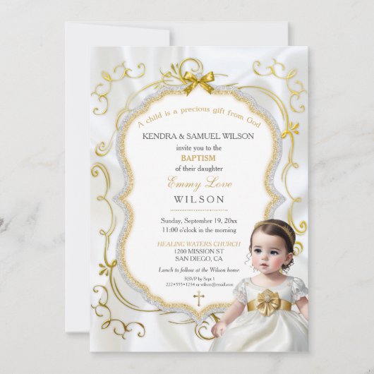 Baby Girl Baptism Communion Christening Bible Kaart (Voorkant)