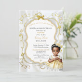 Baby Girl Baptism Communist Christening White Gold Kaart (Staand voorkant)