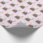 , Baby Girl Baptism Noah's Ark Cadeaupapier (Hoek)