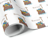 , Baby Girl Baptism Noah's Ark Cadeaupapier (Rol Hoek)