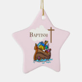 , Baby Girl Baptism Noah's Ark Keramisch Ornament (Rechts)