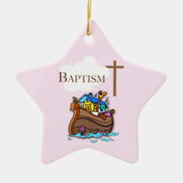 , Baby Girl Baptism Noah's Ark Keramisch Ornament