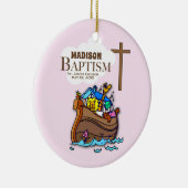 , Baby Girl Baptism Noah's Ark Keramisch Ornament (Rechts)