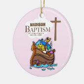, Baby Girl Baptism Noah's Ark Keramisch Ornament (Links)