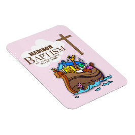 , Baby Girl Baptism Noah's Ark Magneet