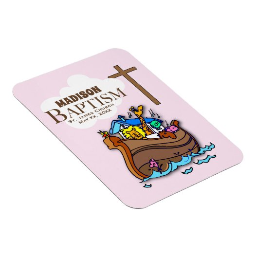 , Baby Girl Baptism Noah's Ark Magneet (Rechterzijde)
