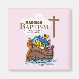 , Baby Girl Baptism Noah's Ark Magneet