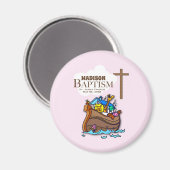 , Baby Girl Baptism Noah's Ark Magneet (Voorkant / Achterkant)