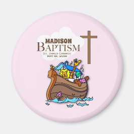 , Baby Girl Baptism Noah's Ark Magneet