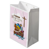 , Baby Girl Baptism Noah's Ark Medium Cadeauzakje (Achterkant Gekanteld)