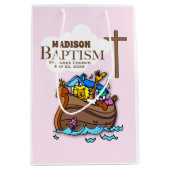 , Baby Girl Baptism Noah's Ark Medium Cadeauzakje (Voorkant)