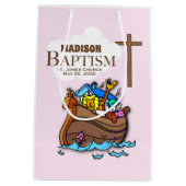 , Baby Girl Baptism Noah's Ark Medium Cadeauzakje (Achterkant)