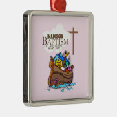 , Baby Girl Baptism Noah's Ark Metalen Ornament (Rechts)
