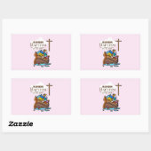 , Baby Girl Baptism Noah's Ark Rechthoekige Sticker (Vel)