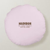 , Baby Girl Baptism Noah's Ark Rond Kussen (Achterkant)