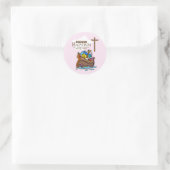 , Baby Girl Baptism Noah's Ark Ronde Sticker (Tas)