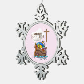 , Baby Girl Baptism Noah's Ark Tin Sneeuwvlok Ornament (Rechts)