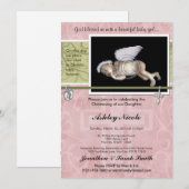 Baby Girl Baptism of Christening Invitation Kaart (Voorkant / Achterkant)