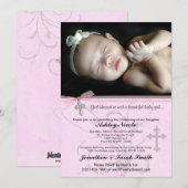 Baby Girl Baptism of Christening Invitation Kaart (Voorkant / Achterkant)