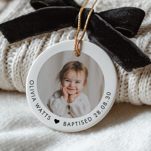 Baby Girl Baptism Photo Keepsake Keramisch Ornament