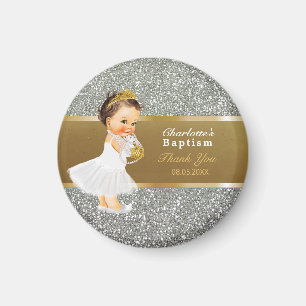 Baby Girl Baptisme Dank je wel Keepasje Gold Sil Magneet